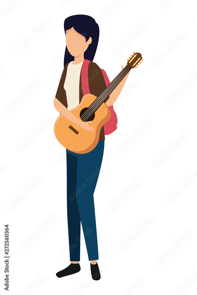 young woman playing guitar instrument young woman playing guitar instrument