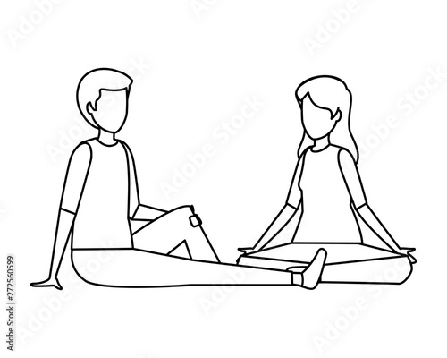 happy young couple seated in the floor