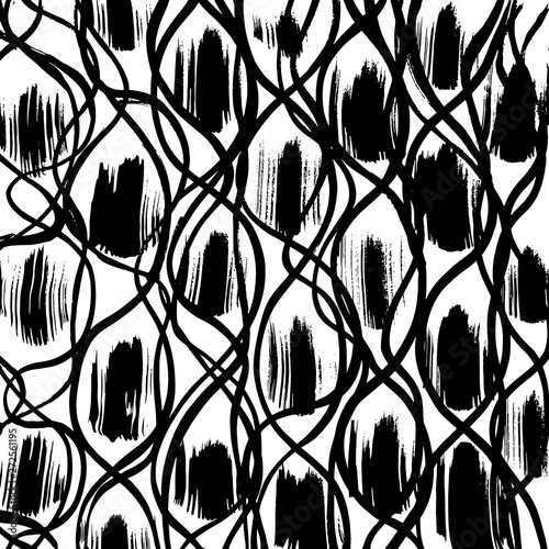 Brush grunge pattern. White and black vector.