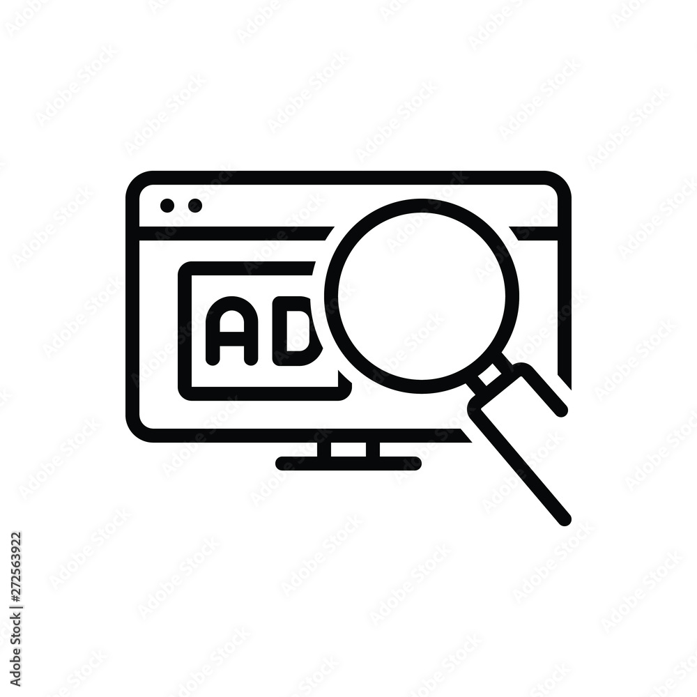 Black line icon for search ad