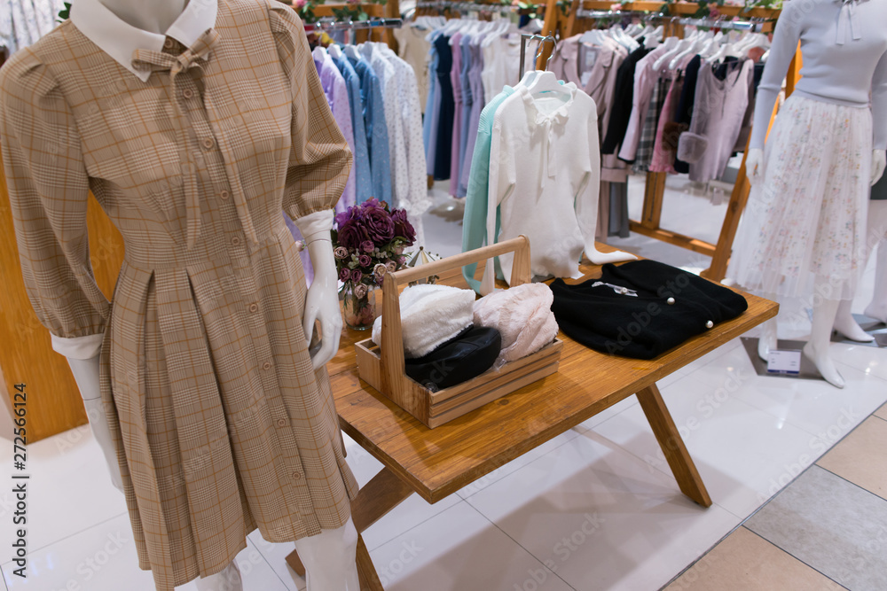 Showcases fashion boutique Clothing store in a modern shopping mall. Cloth and acessorie modern shop Showcases fashion boutique Clothing store in a modern shopping mall. Cloth and acessorie modern shop