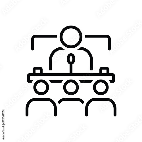 Black line icon for conference