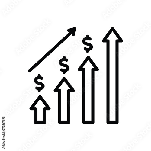 Black line icon for economic investment
