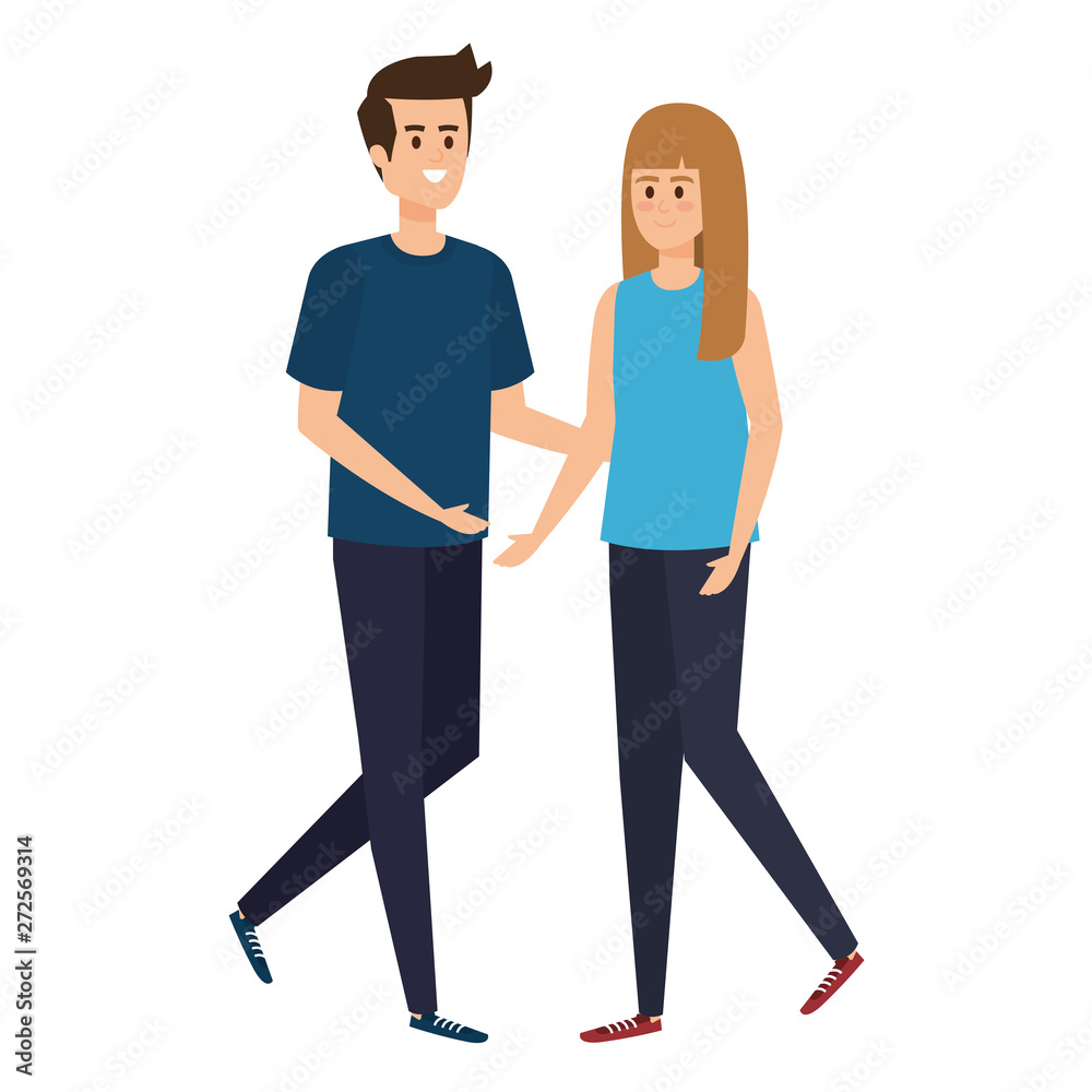 young couple lovers avatars characters young couple lovers avatars characters