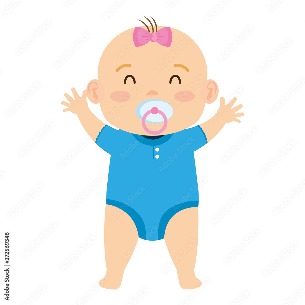 cute little baby girl with pacifier character cute little baby girl with pacifier character