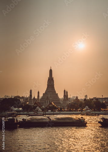 Wat Arun and other temples in Bangkok, Thailand.