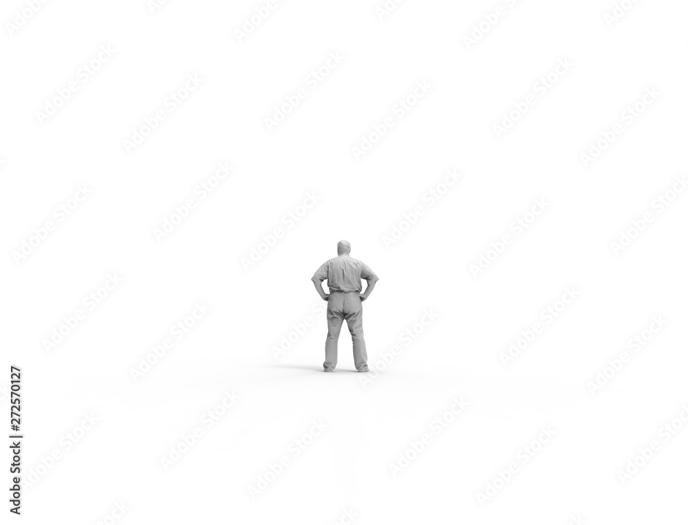 3d rendering of a grey 3d scanned person standing in white studio background 3d rendering of a grey 3d scanned person standing in white studio background