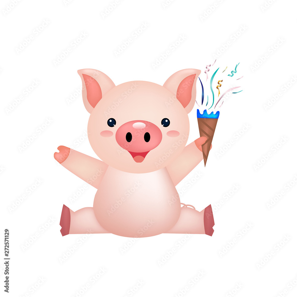 happy pig isolated on white background happy pig isolated on white background