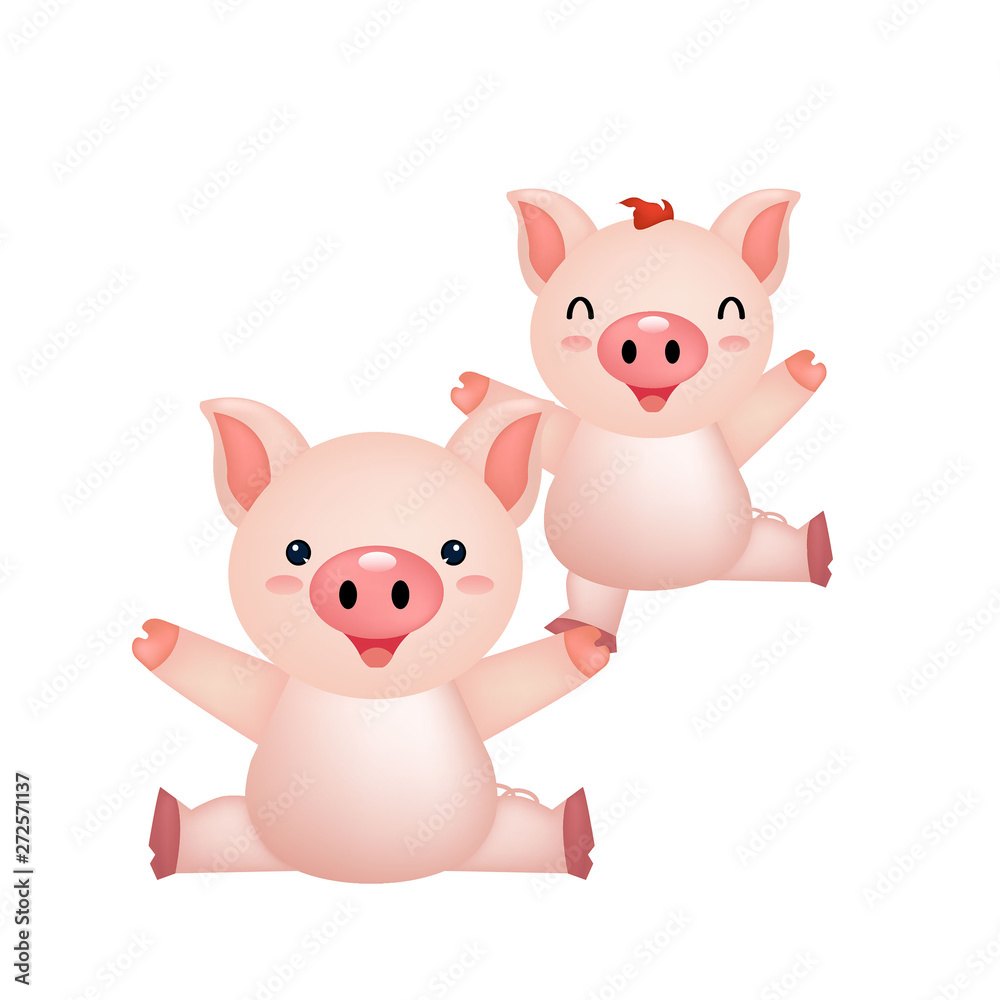 happy pig isolated on white background happy pig isolated on white background
