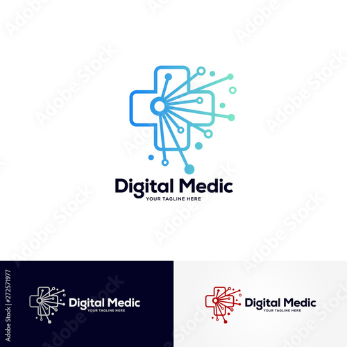 digital medic logo designs template, healthcare logo designs
