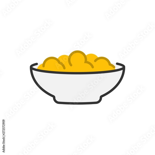 Corn flakes icon, cereal in bowl icon