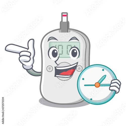 With clock diabetes check machine isolated the cartoon