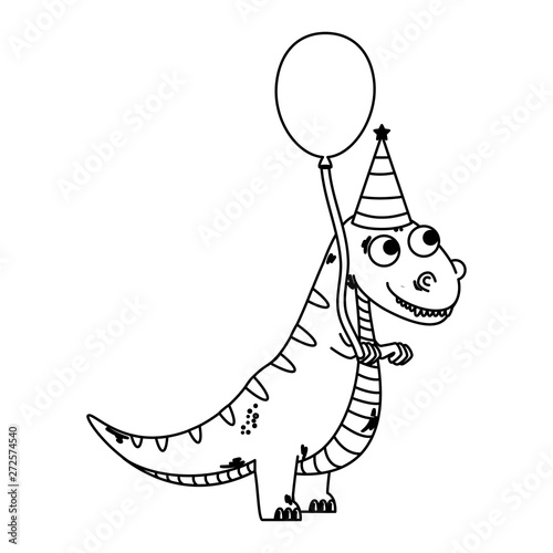 cute tyrannosaurus rex with balloon helium