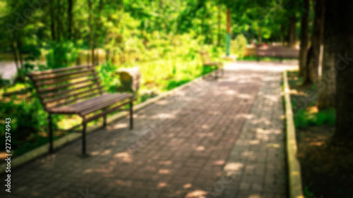 the alley with benches in the Park © Gven