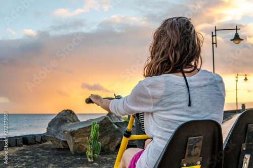 Young woman at holiday in Lanzarote