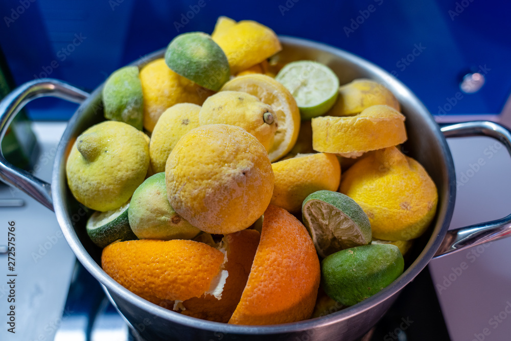 Bowl of frozen citrus fruit