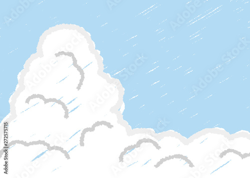 入道雲　クレヨン描画風