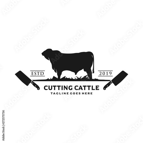 angus cattle farm logo and cutting