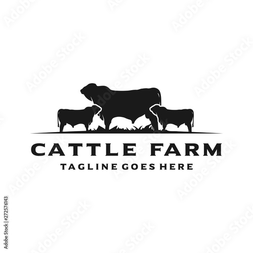 angus cattle farm logo and cutting
