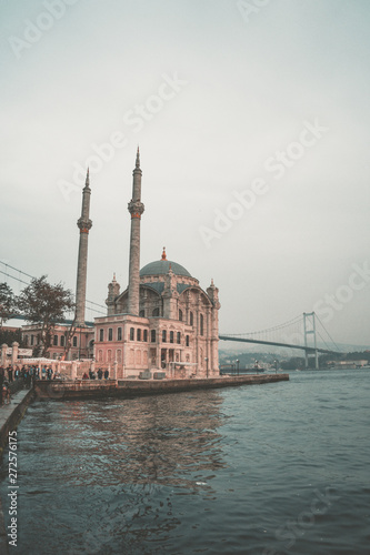 Ortakoy Mosque and Istanbul Bridge, in Turkey