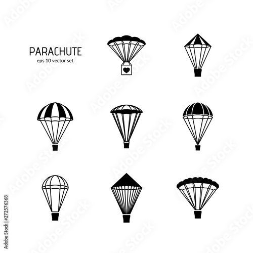Parachute - vector icons set.