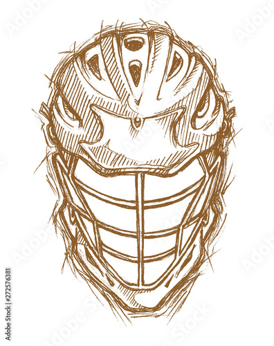 Lacrosse Sports Helmet Gear Sketch, Front View