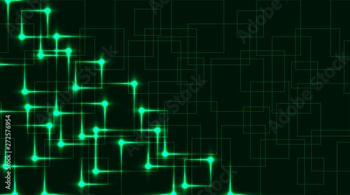 Element for design. Image of virtual technology on a green background with a neon glow. 3D. Vector graphics.