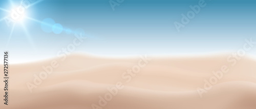 Blurred beach sand With the Sun Sky Summer concept. Vector Realistic file.