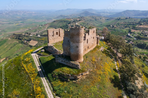 Sicilian castles. Mazzarino Medieval Castle. Aerial view photo