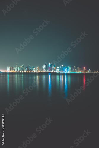 Doha skyline by night  in Qatar