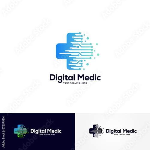 digital medic logo designs template, healthcare logo designs