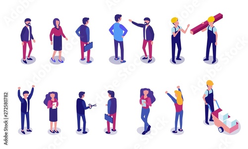 Flat Set People Different Professions Isometric.
