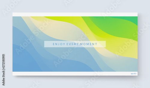 Enjoy every moment. Wave of ocean on the sandy beach. Nature background. Modern screen design for mobile app and web. Summer vector illustration.