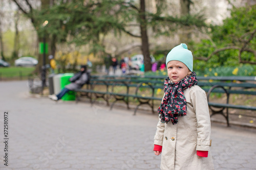 Adorable little girl in Central Park at New York