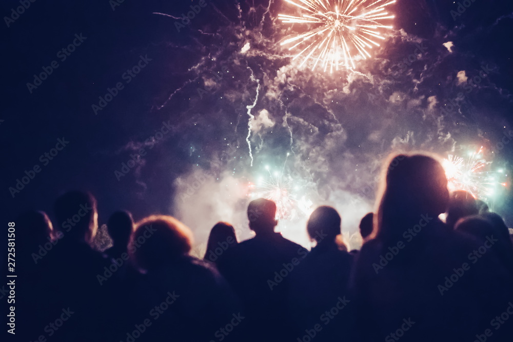 Crowd watching fireworks
