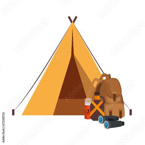tent camping with travelbag and accessories