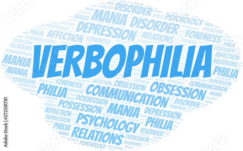 Verbophilia word cloud. Type of Philia.
