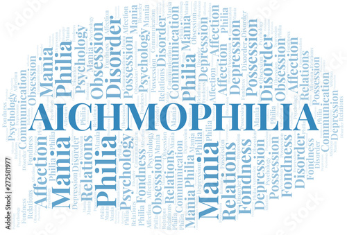 Aichmophilia word cloud. Type of Philia.
