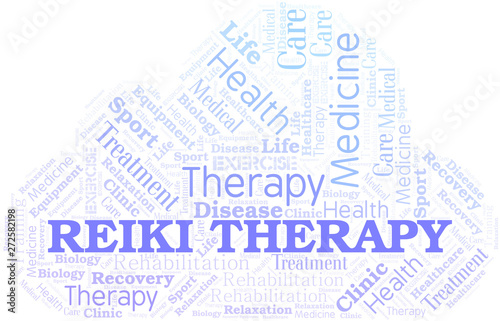 Reiki Therapy word cloud. Wordcloud made with text only.