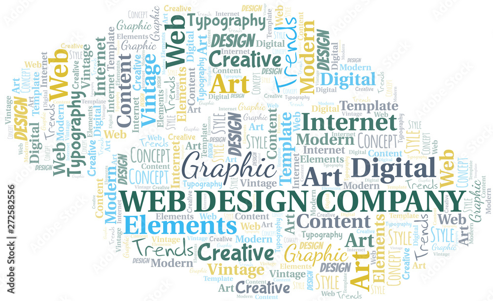 Web Design Company word cloud. Wordcloud made with text only.