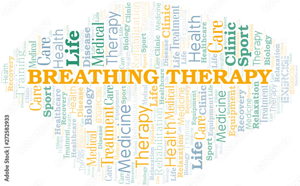 Fototapeta premium Breathing Therapy word cloud. Wordcloud made with text only.