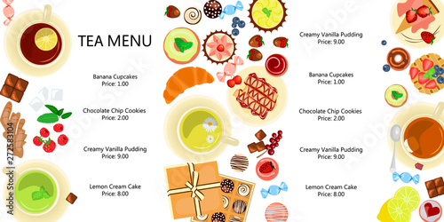 Cute menu with different drinkables