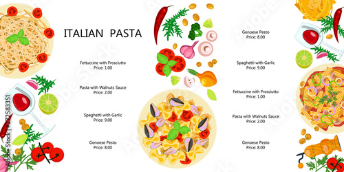 Cute menu with different macaroni
