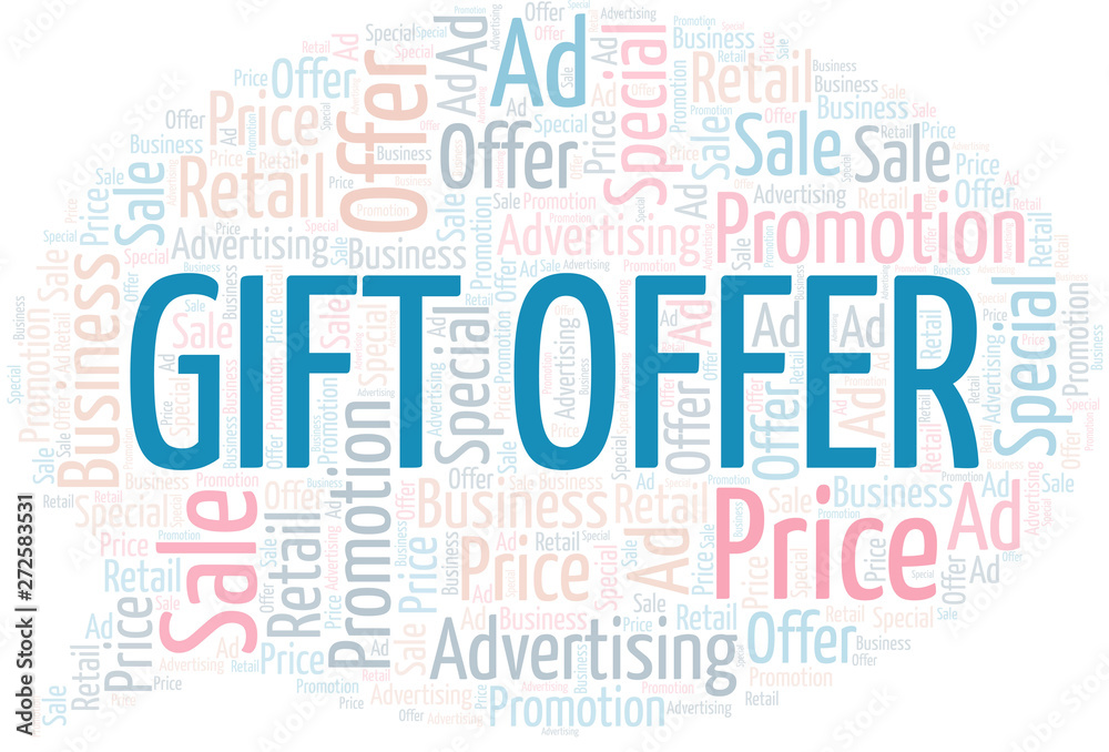 Fototapeta premium Gift Offer word cloud. Wordcloud made with text only.