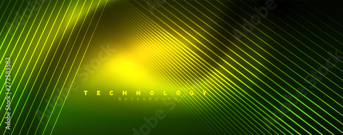 Vector neon light lines concept, abstract background