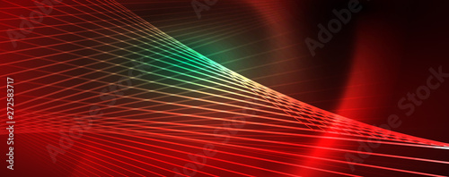 Vector neon light lines concept, abstract background