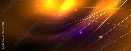 Color light with lines, outer space background, bright rays