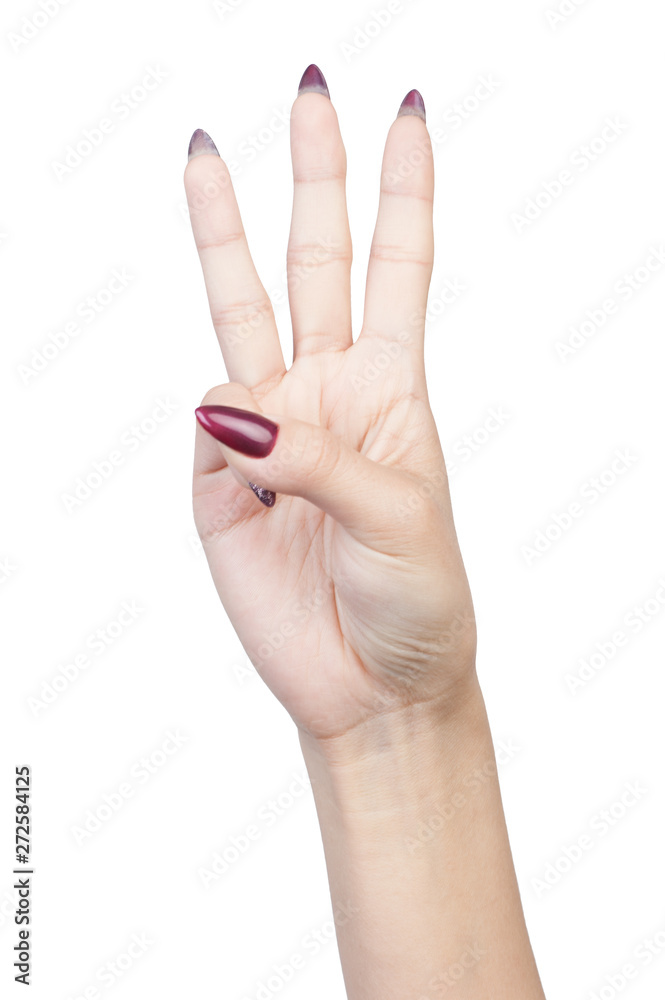 Female hand finger number isolated Female hand finger number isolated