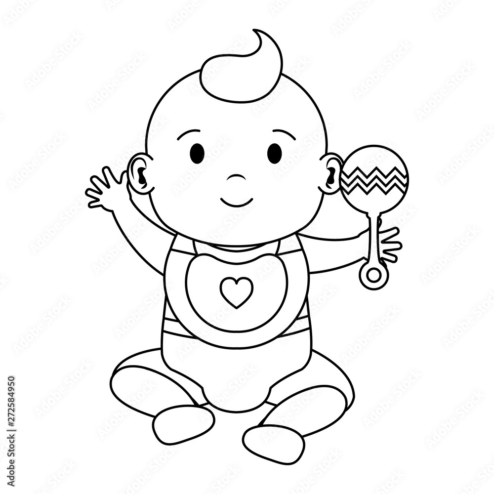 cute little baby boy with bell character cute little baby boy with bell character