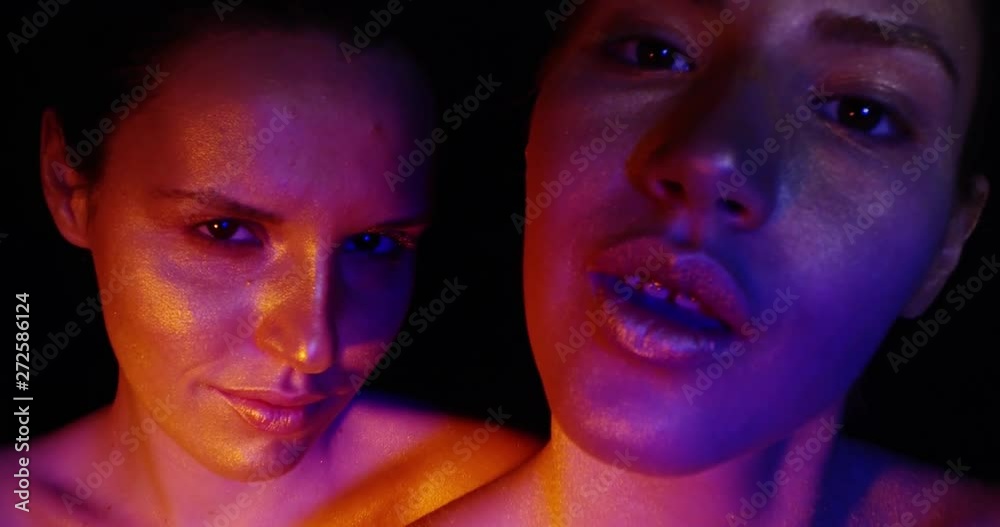 Portrait Of Beautiful Young Adult Sisters. Faces Of Beautiful Girls. Fashion. Macro. Portrait Of Beautiful Young Adult Sisters. Faces Of Beautiful Girls. Fashion. Macro.
